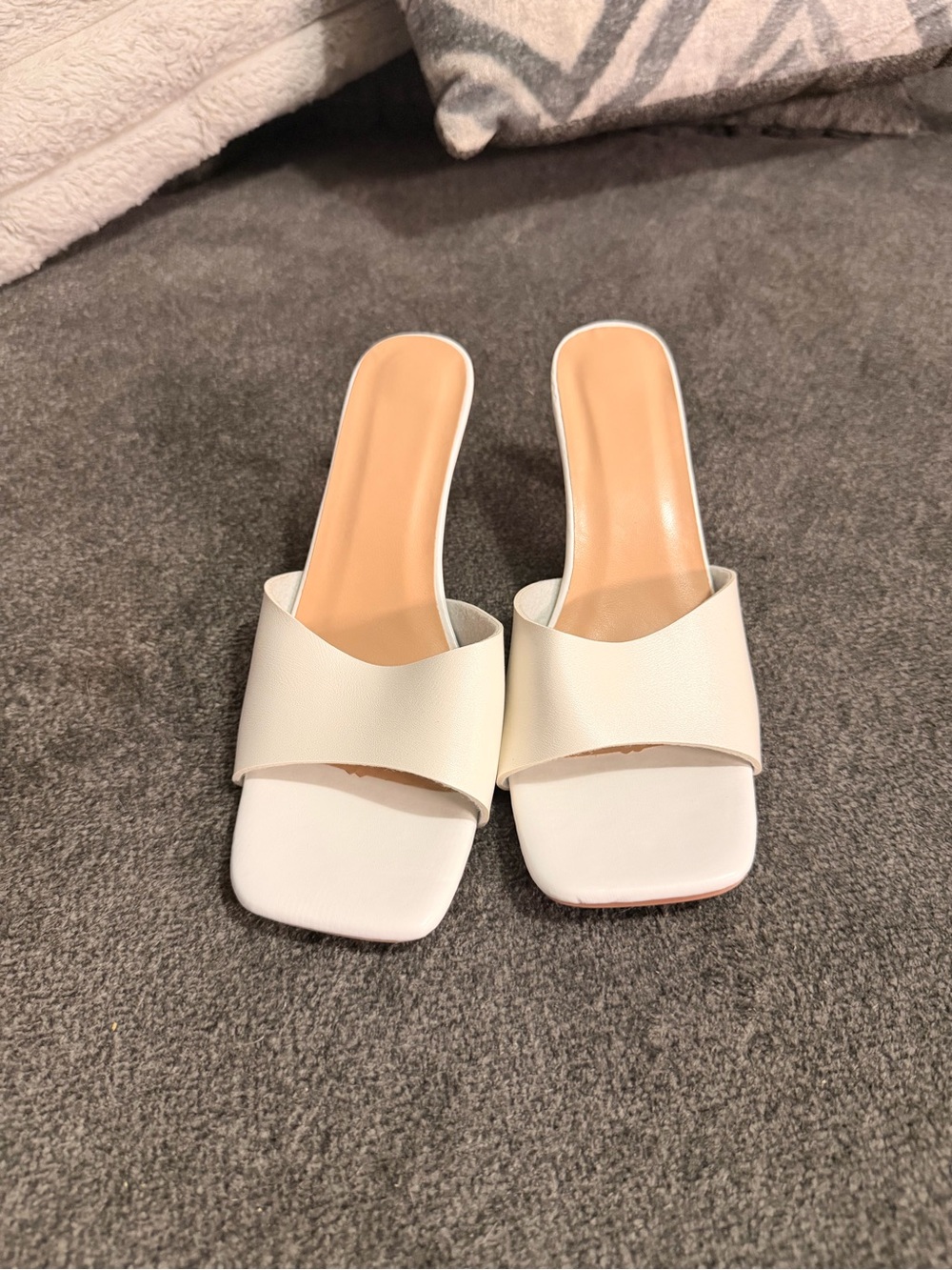 Amazon White Square-Toe Slide Mules for Women